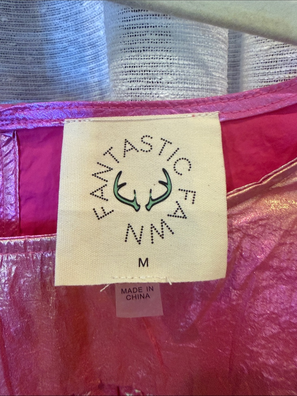 Fantastic Fawn Metallic Hot Pink Star Tassel Peplum Top - Picture 2 of 5